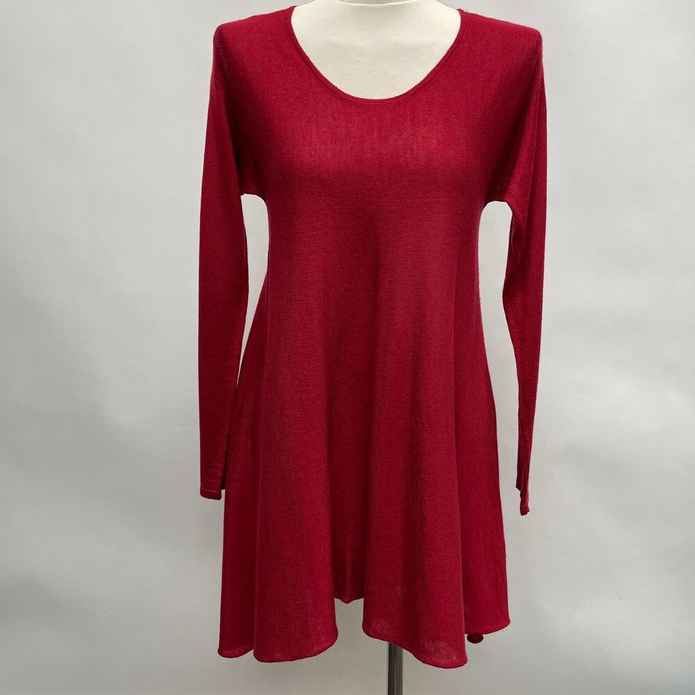 Max Edition Women's Long Sweater‎ Medium Red Wool Blend